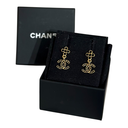 Chanel Black Crystal Drop Earrings