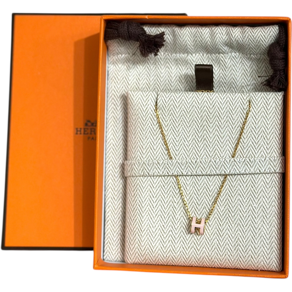 Hermes Mini Pop H Necklace Plaque or Rose X Gold