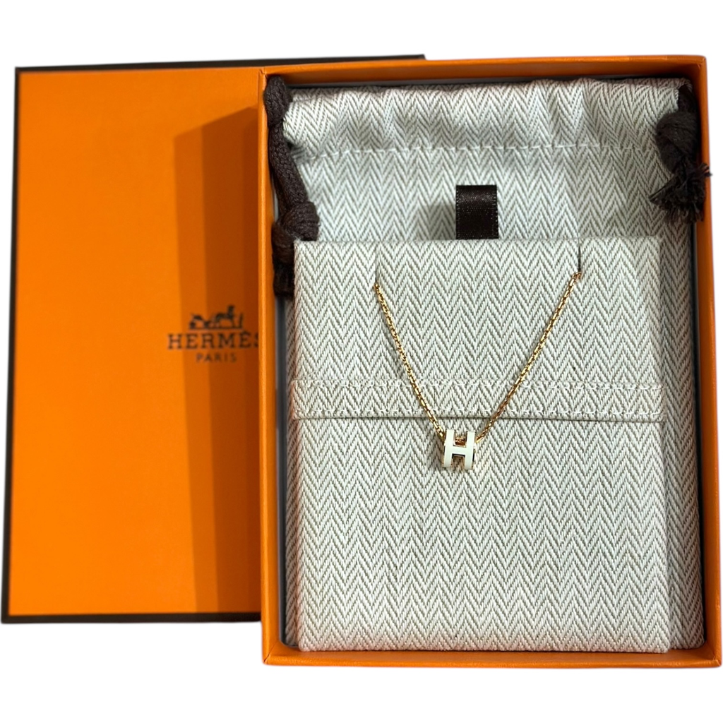 Hermes Mini Pop H Necklace White X Gold