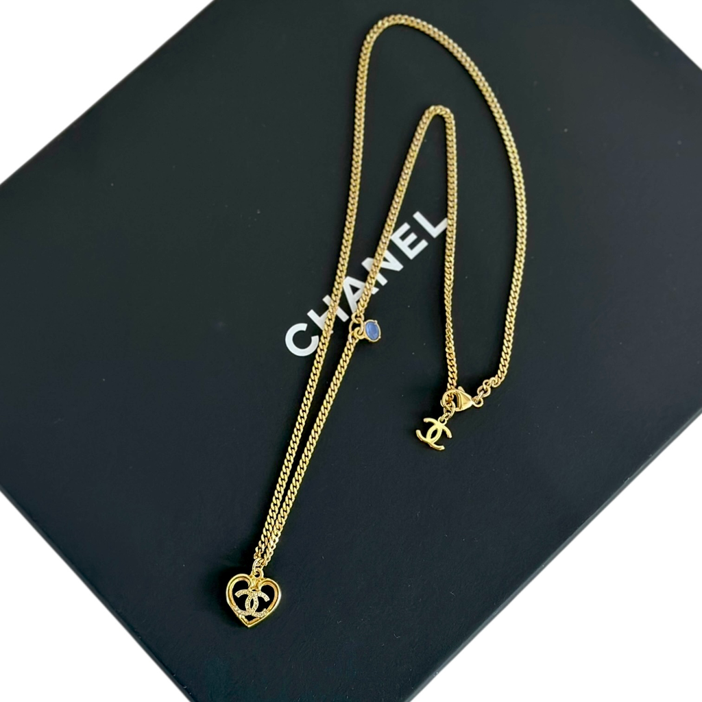 Chanel Crystal CC Heart Necklace