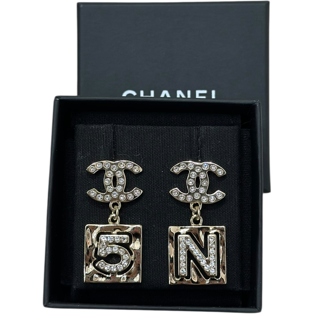 Chanel Crystal CC No.5 Earrings