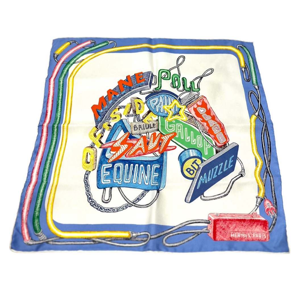 Hermes 42x42 Scarf (White/Blue)