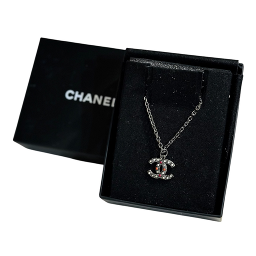 Chanel Crystals Black CC Pearl Necklace 