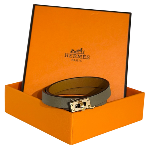 [#UFS001GX] Hermes Kelly Double Tour Leather Bracelet