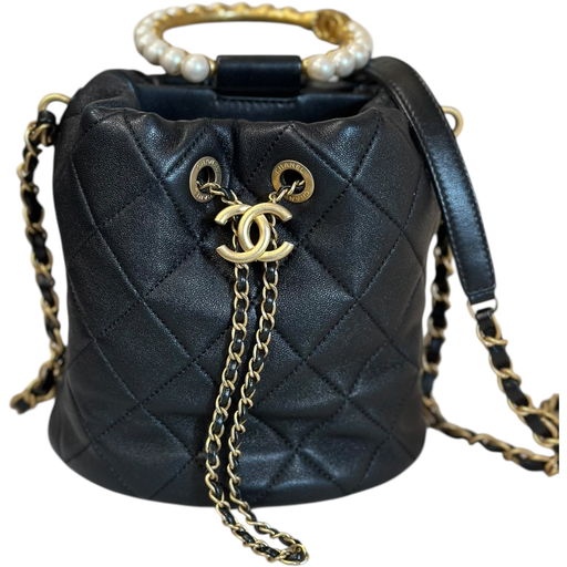 [#LAU1LN9J] Chanel Seasonal Bucket Pearl Top Handle Bag