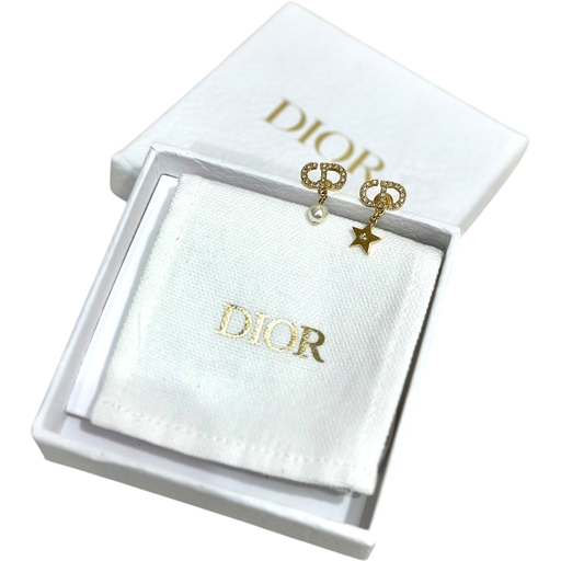 Dior Crystal CD Pearl Star Earrings