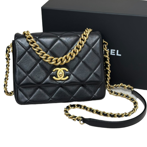 [#XK5G08NJ] Chanel Seasonal 19cm Top Handle Flap Bag