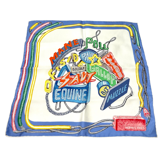 Hermes 42x42 Scarf (White/Blue)